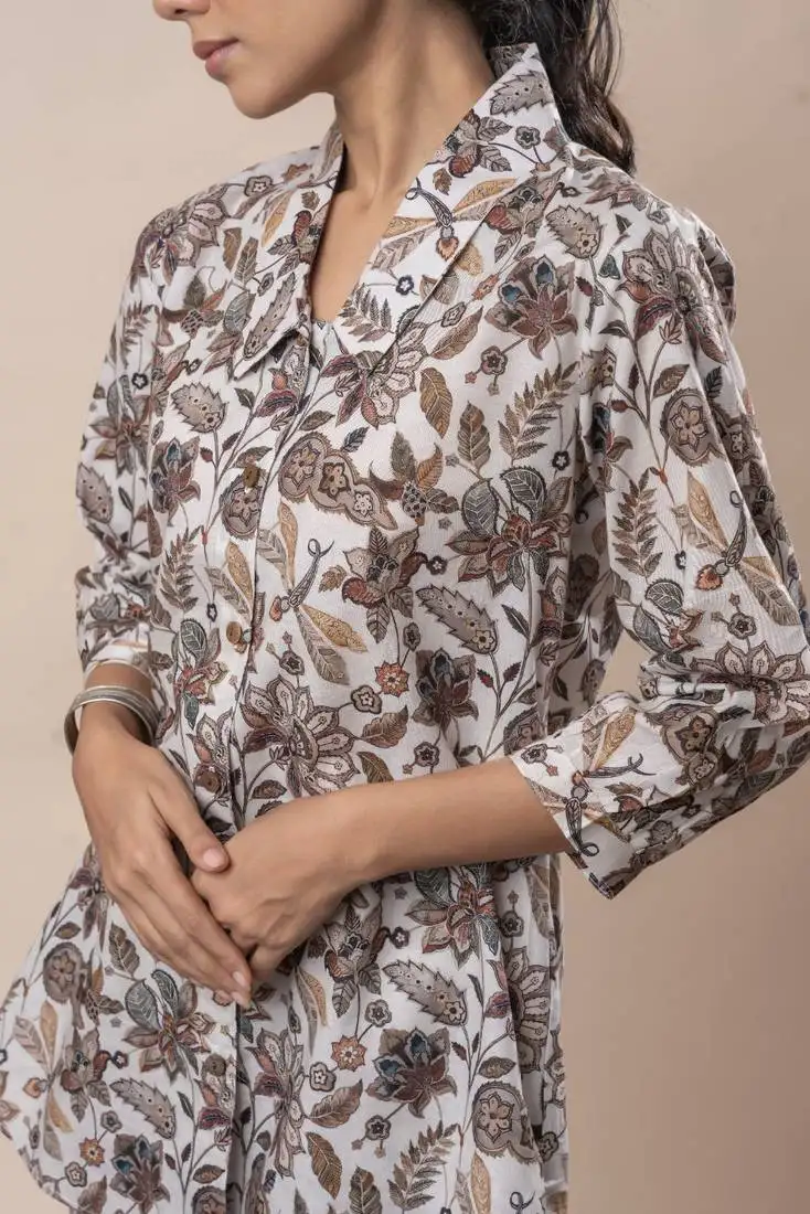 Off white jaal printed cotton shirt