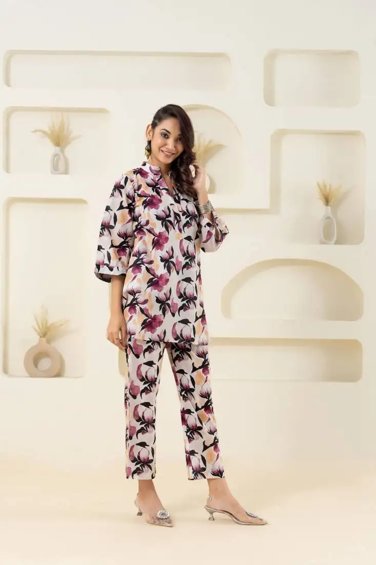 Off white printed pure cotton top