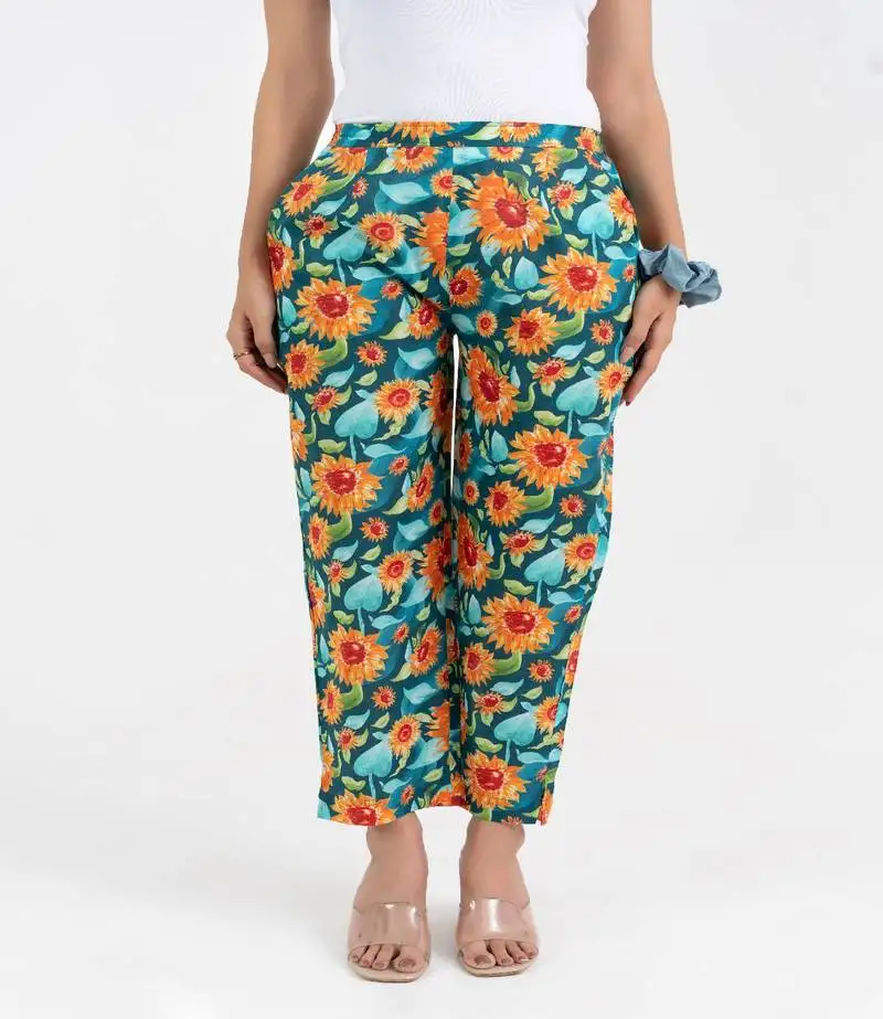 Sunflower printed straight fit cotton pant