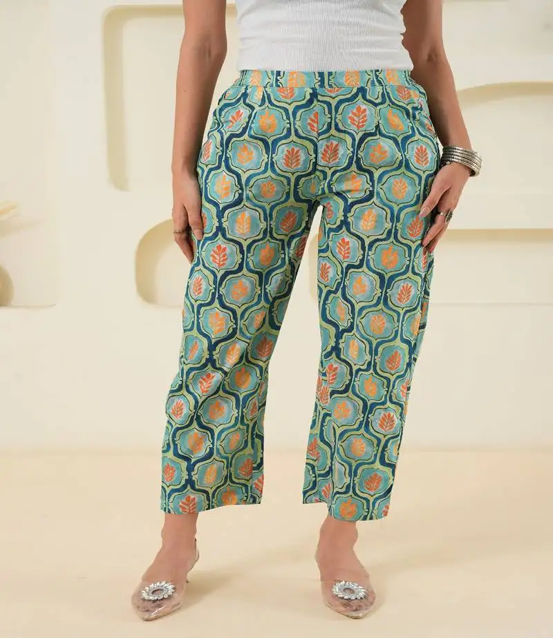 Multicolour cotton abstract printed pant