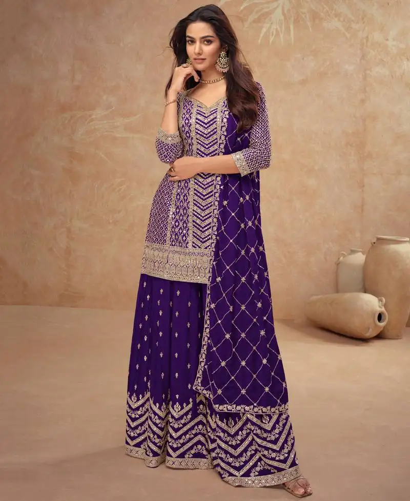 Trending blue straight suit for women ethnic wear semi stitched