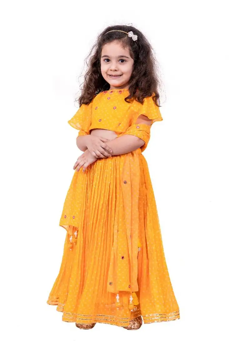 Yellow bandhani ghaghra set