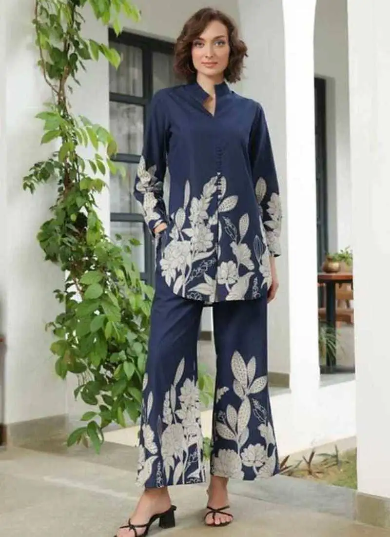 Royal blue floral printed co-ord set