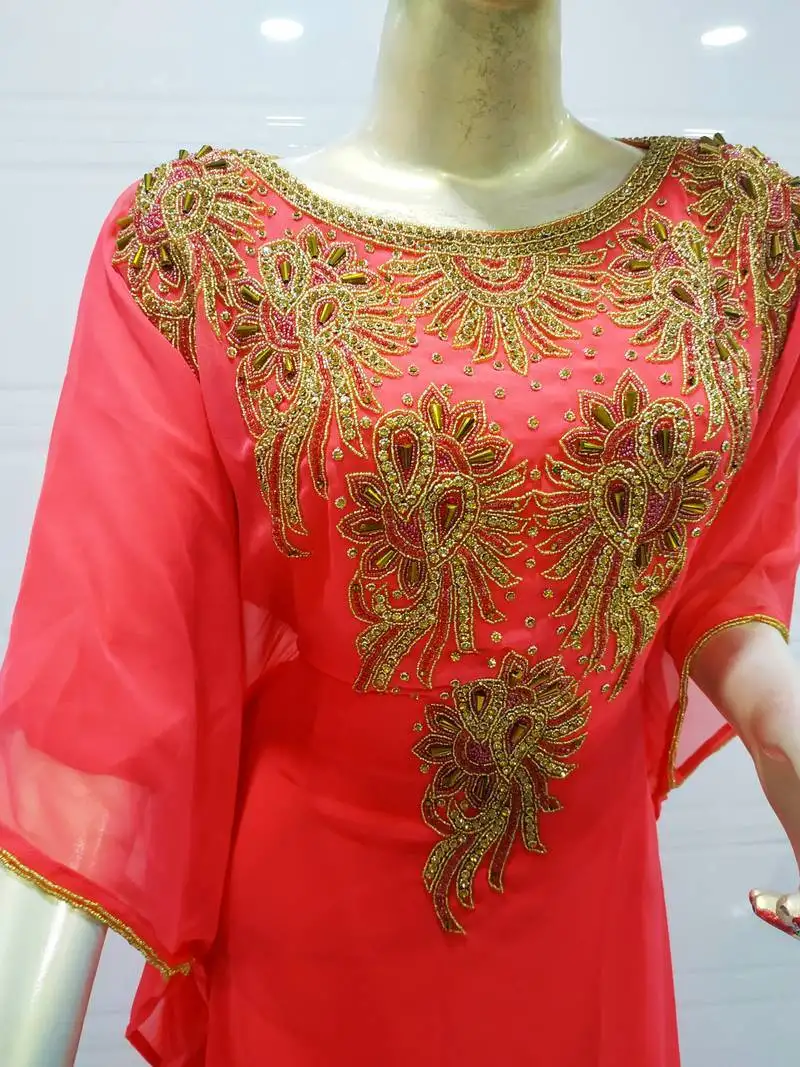 Peach kaftan women dress long gown farasha jalabiya maxi wear