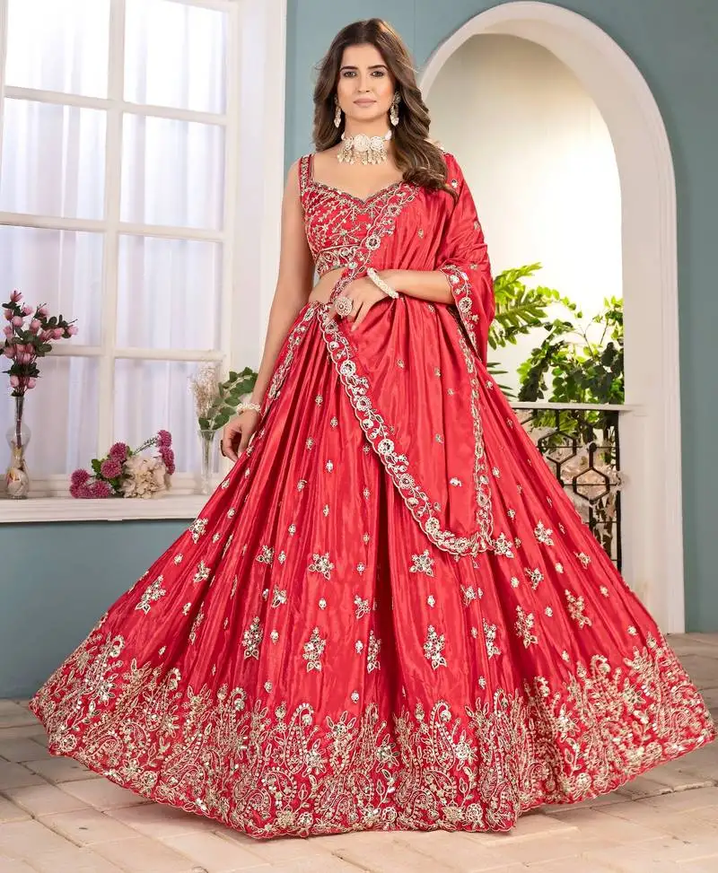 Carrot sequin embroidered lehenga choli