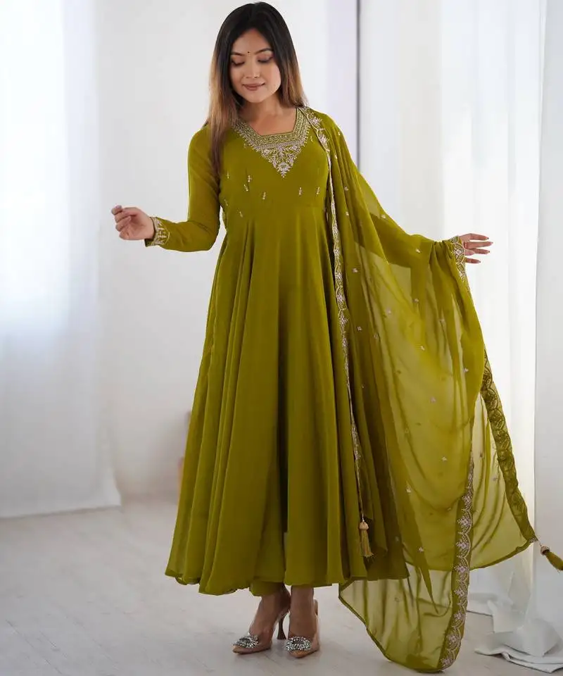 Dark green color beauty ethnic anarkali dress for special occasions stitched