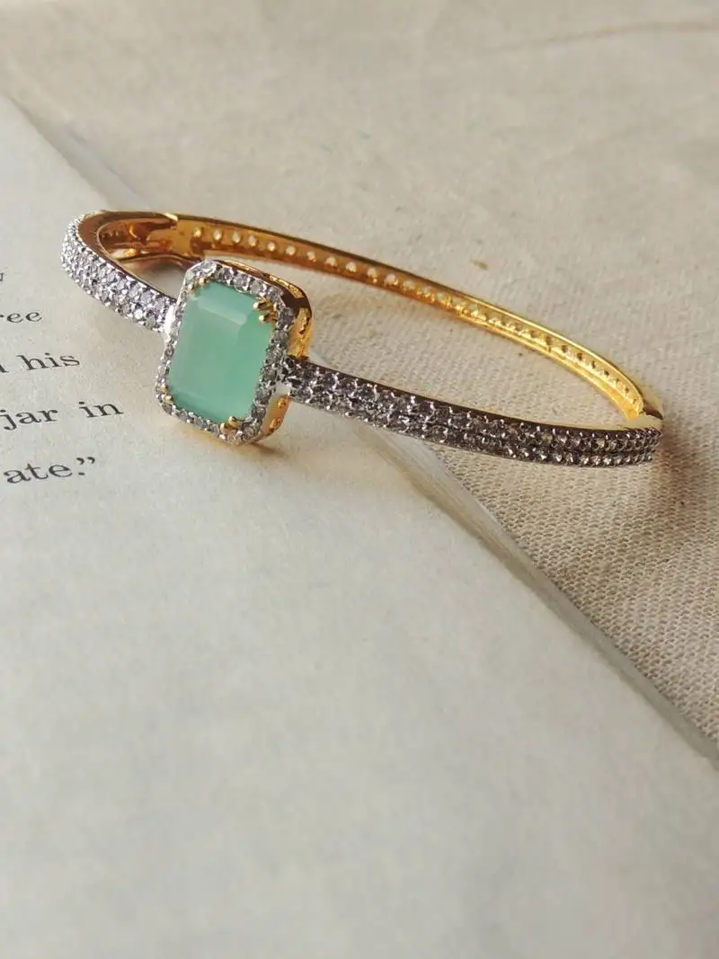 Elegant mint & cz stone openable bracelet