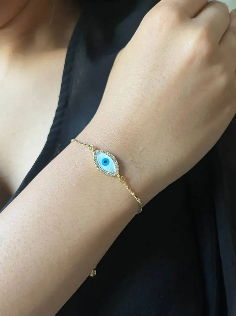 Marquise evil eye bracelet - gold plated
