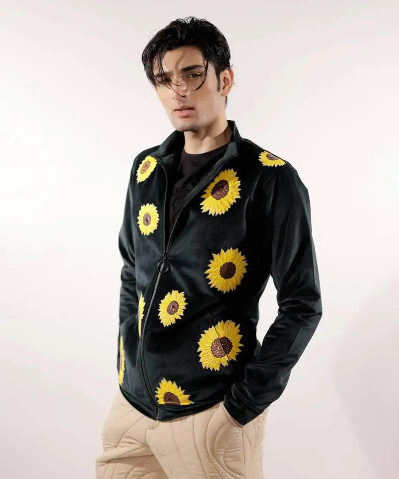 Sunflower quilted green velvet jacket