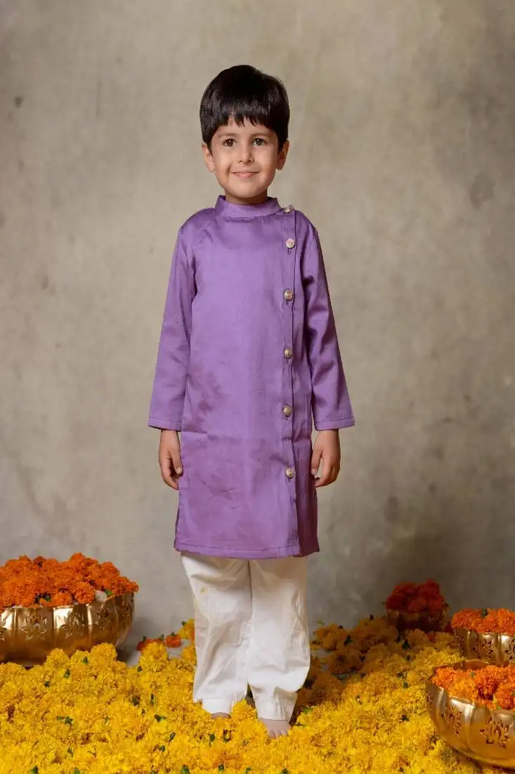 Lavender hand embroidred kurta