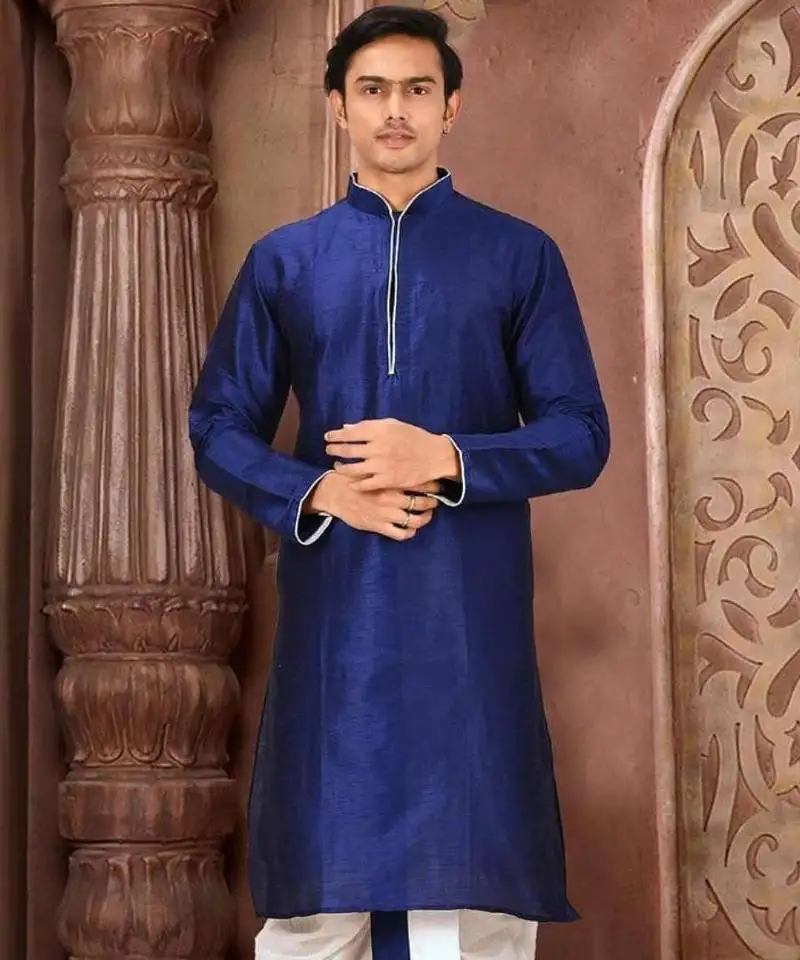 Blue dupion art silk kurta