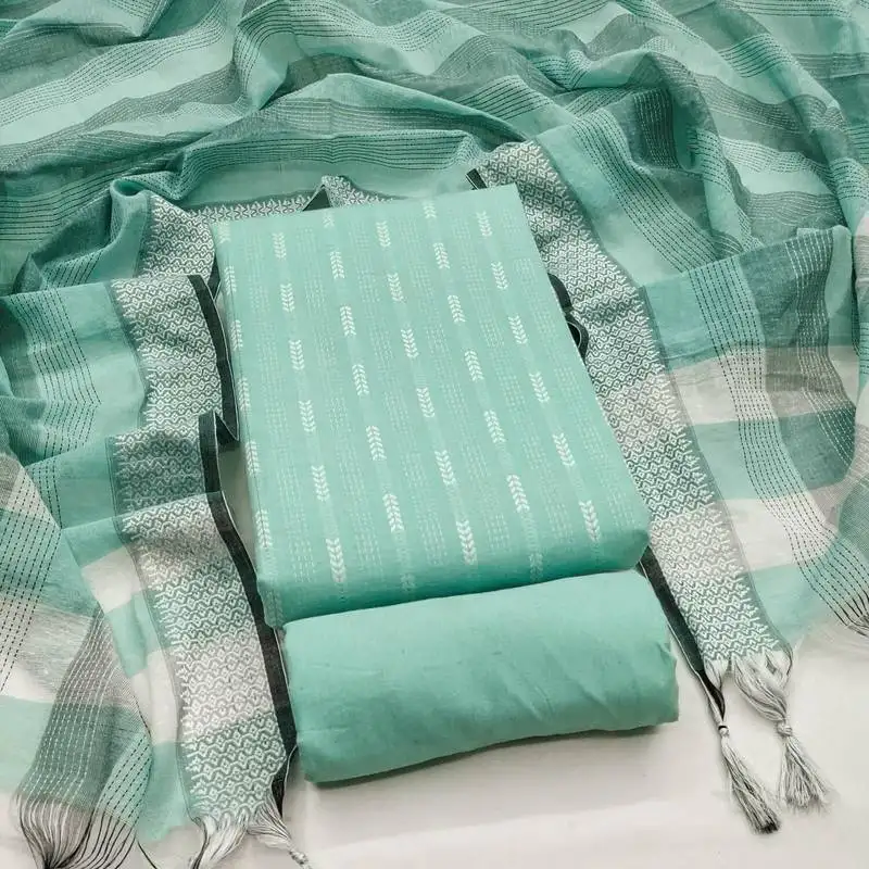Soothing mint green cotton printed salwar suit material set unstitched