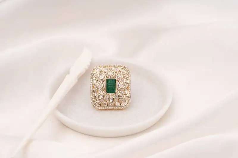 Ritvi green polki ring