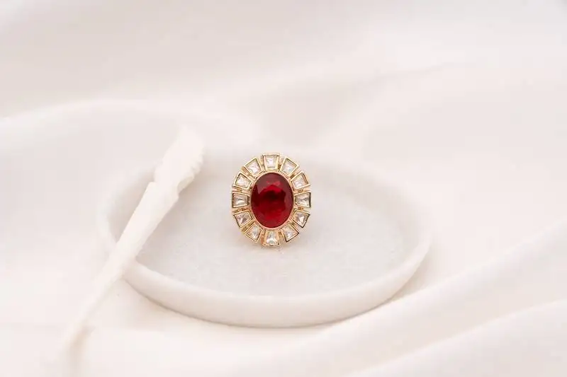 Azma red polki ring