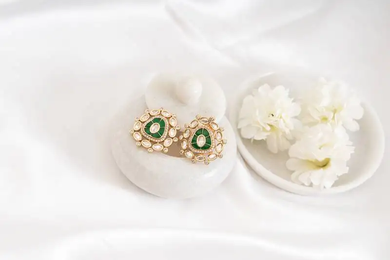 Reen green polki earrings