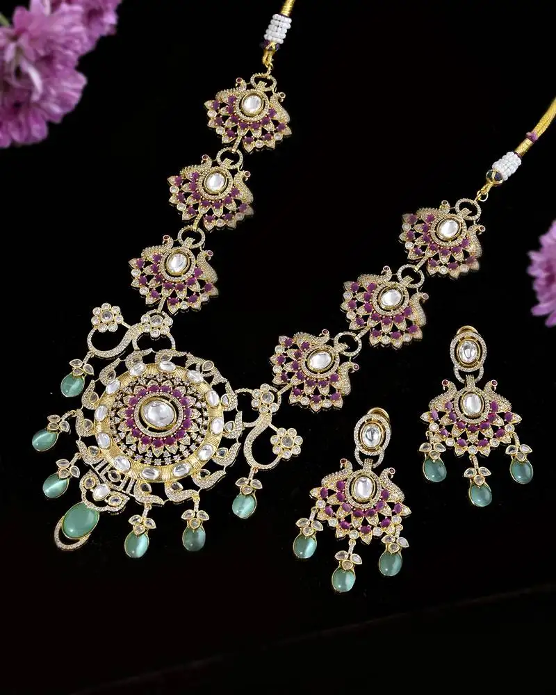 Majestic kundan & ruby bridal necklace set
