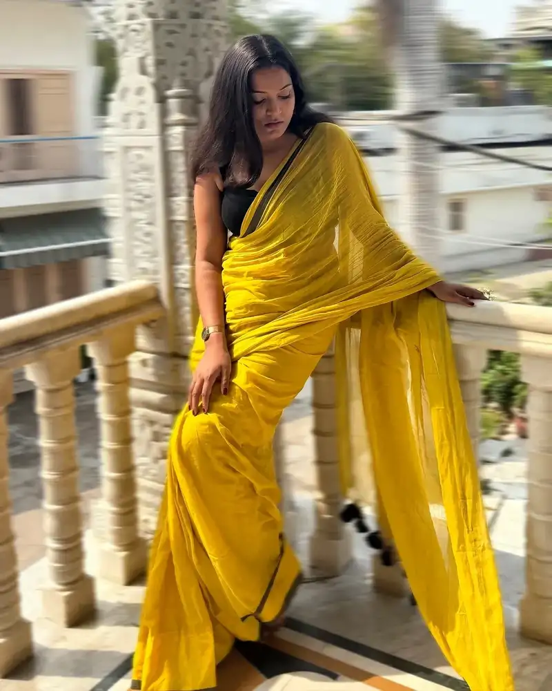 Lime yellow handloom cotton saree