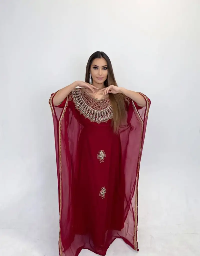 maroon moroccan dubai kaftans farasha abaya dress very fancy long gown