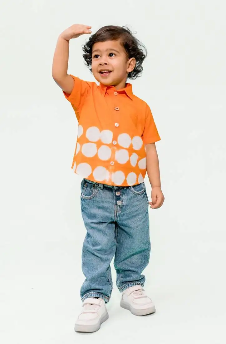 Orange plain cotton shirt