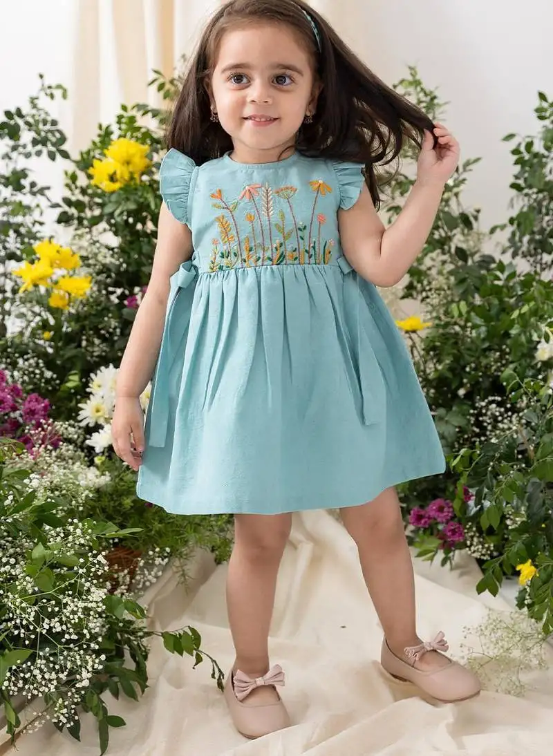 Blue embroidered cotton co ord set