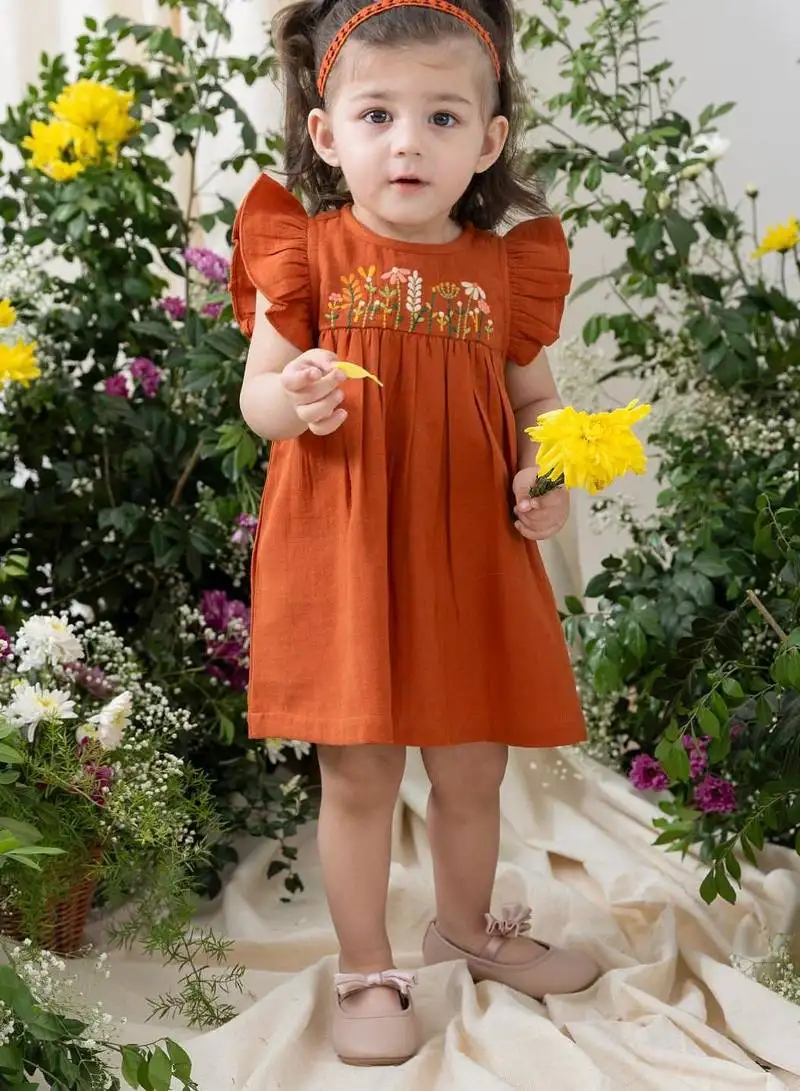 Orange embroidered cotton co ord set
