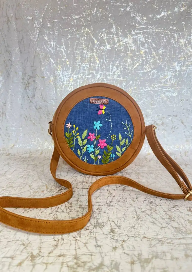 Thread and bloom sphere denim bag