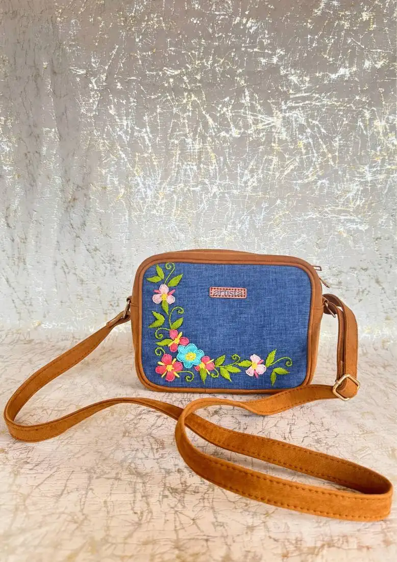 Boxy thread and bloom denim bag