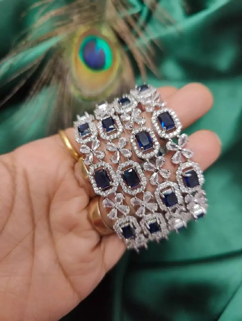 Cubic zirconia beaded bangle set