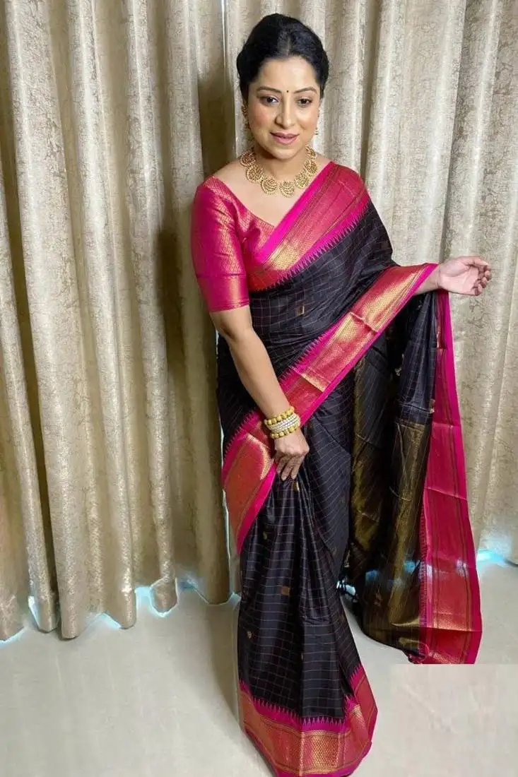 Multy color silk blend saree with blouse