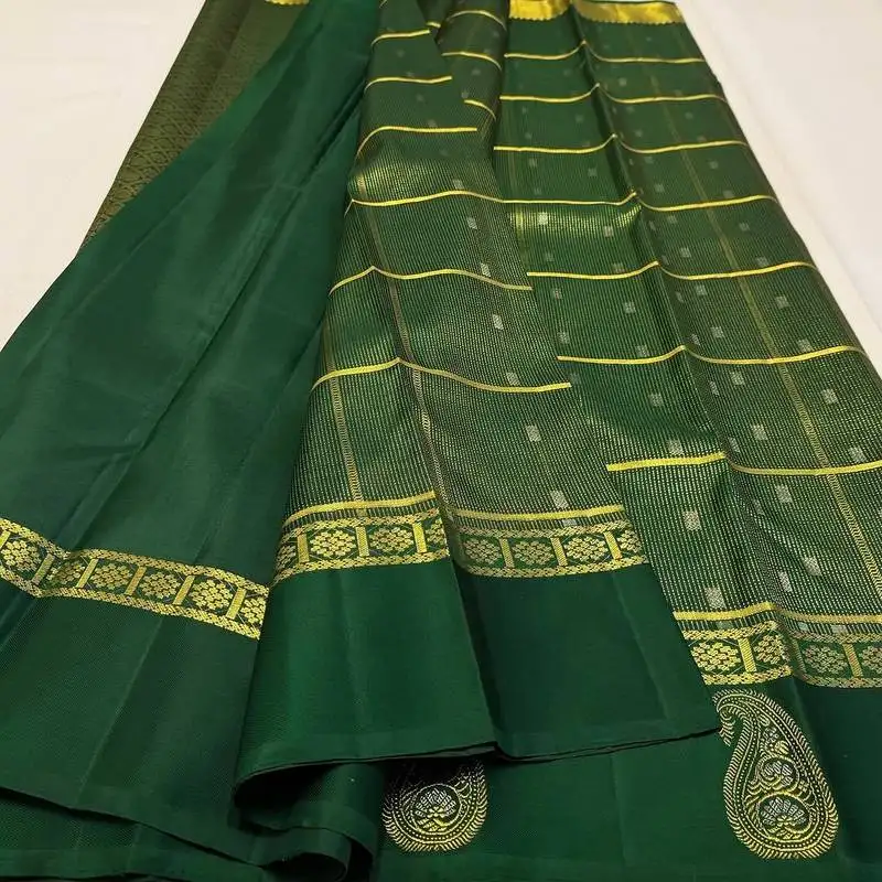 Green silk blend sarees with blouse piece