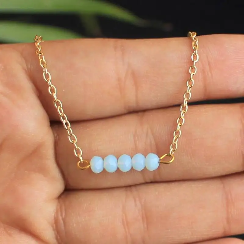 Blue bar choker necklace