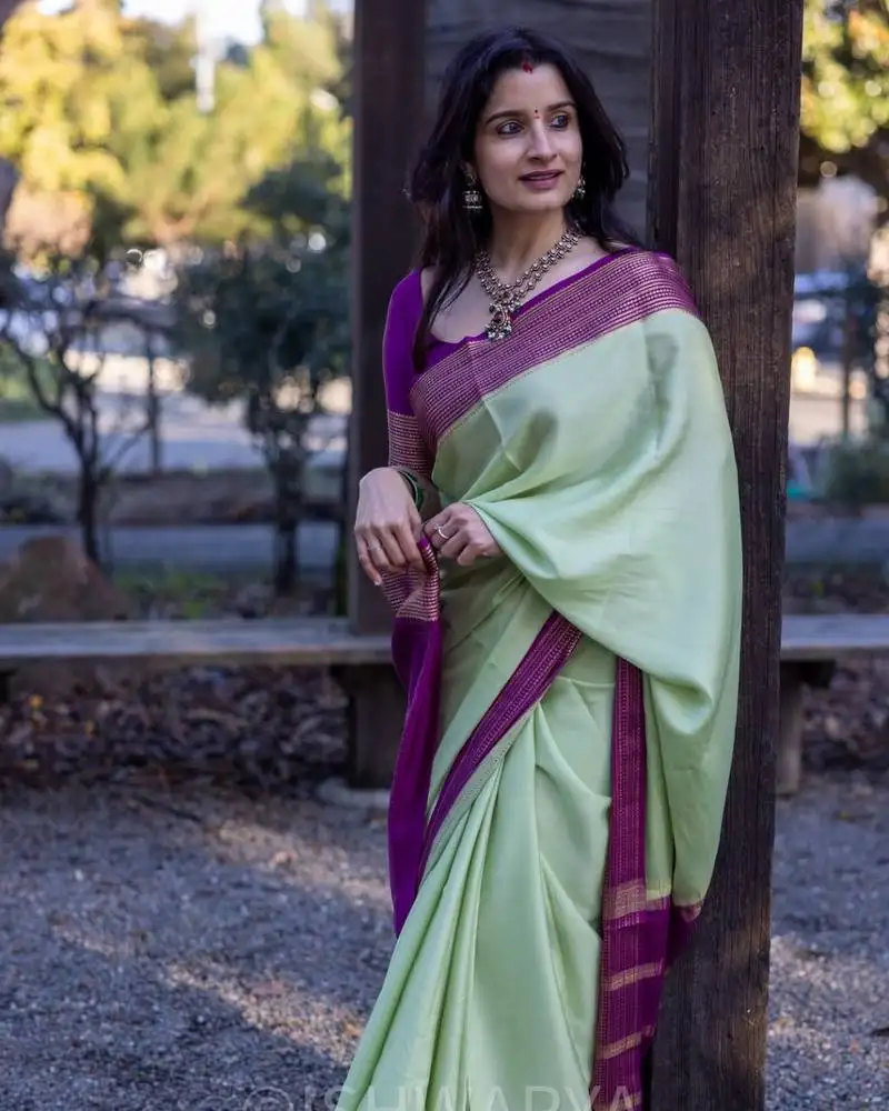 Multicolor silk blend saree with blouse