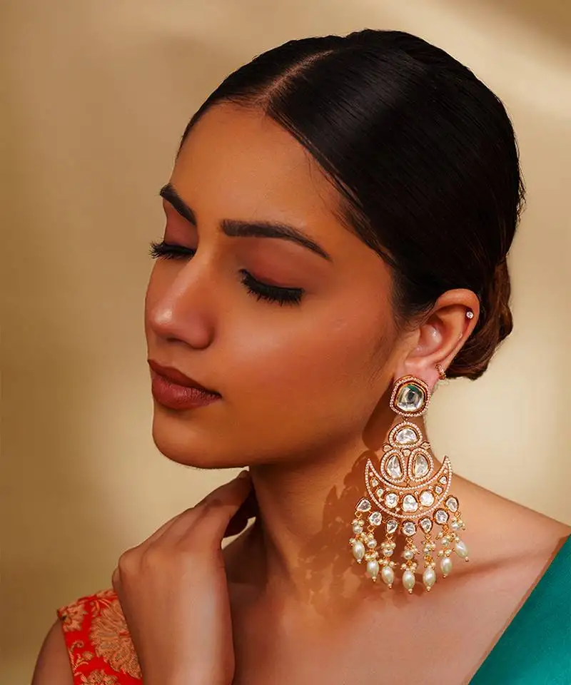 Dramatic and elegant pair of moissanite earrings