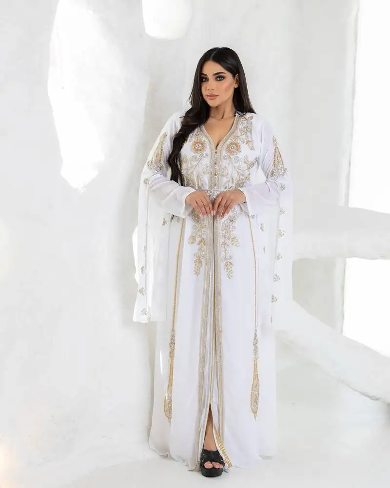 Sale luxury bedded crystal work moroccan dubai kaftans wedding bridesmaid dress