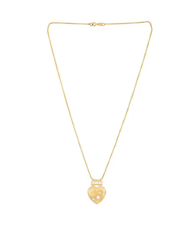 Yellow gold plated heart pendant with chain