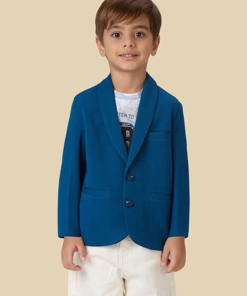 Full sleeves blazer set with graphic printed t-shirt - teal