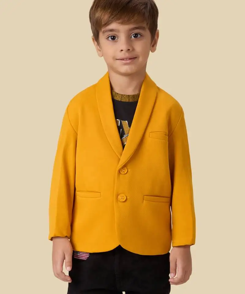 Full sleeves blazer set with graphic printed t-shirt - orange