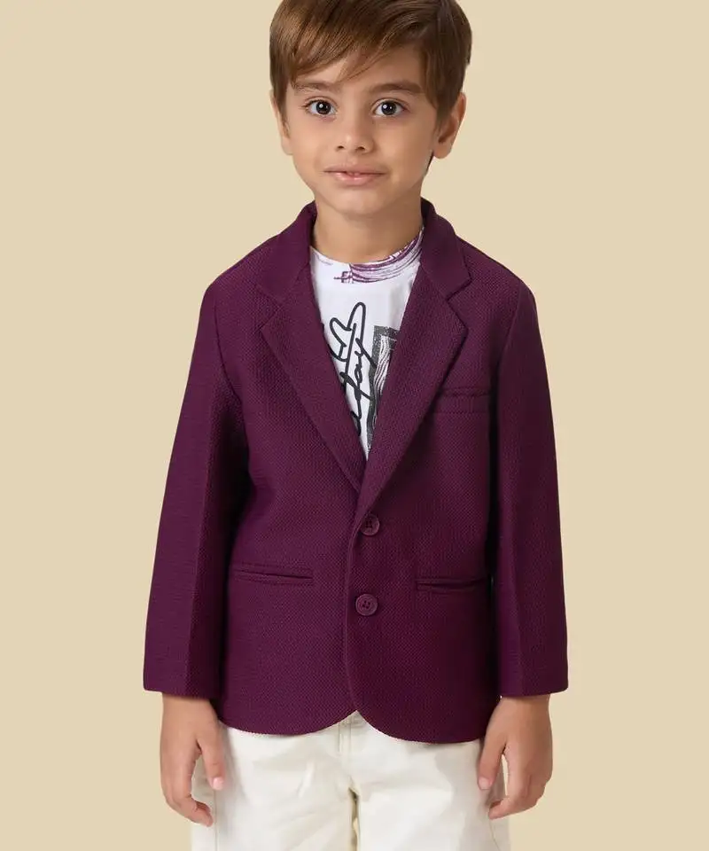 Full sleeves blazer set with graphic printed t-shirt - wine