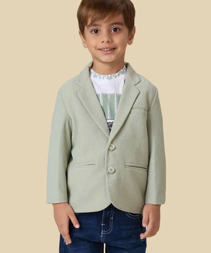 Full sleeves blazer set with graphic printed t-shirt - pista green