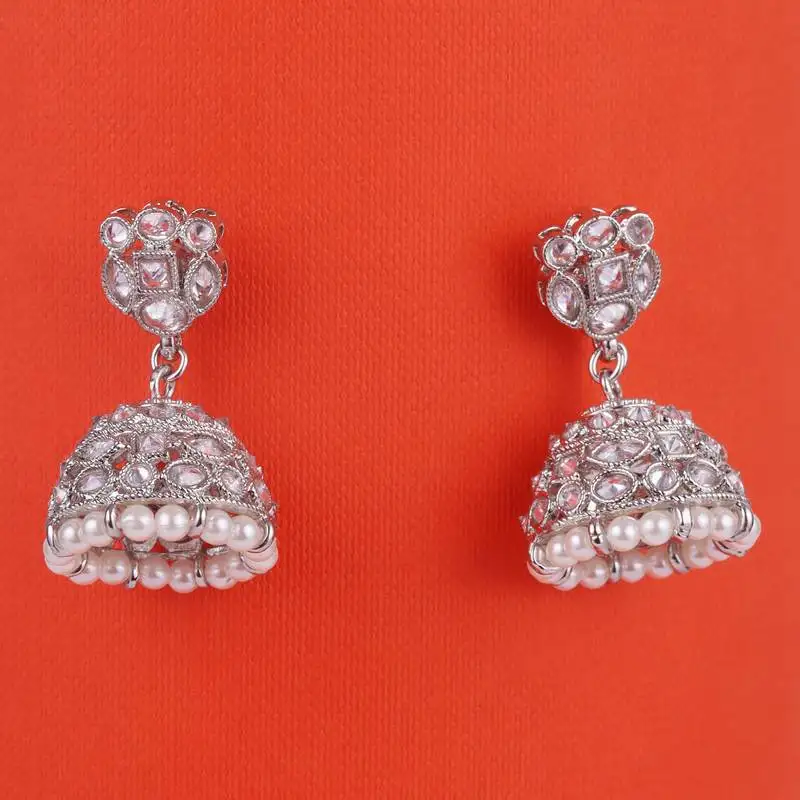 Charming round shape silver plated jhumki earring for women and girls