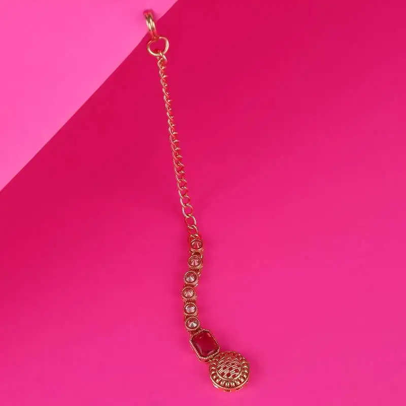 Finely round shape gold plated maang tikka for women and girls