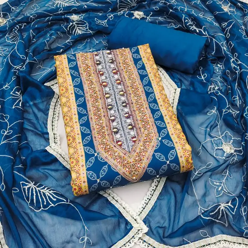 Women's multi unstitched handwork & embroidery jaam cotton dress material (msmfc11598b)