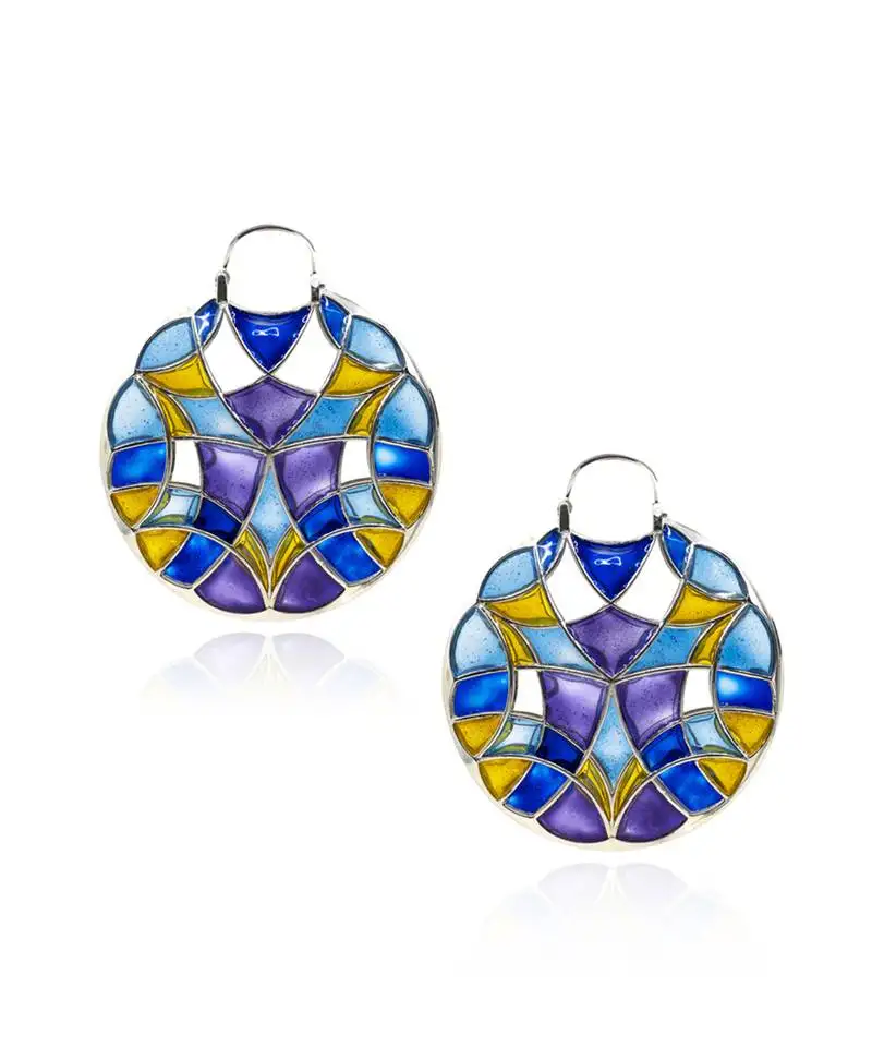 Ailver plated multicolor stone dangler earrings in sterling silver