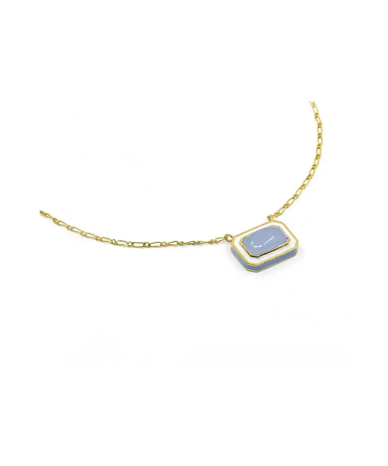 Gold plated blue stone pendant necklace in sterling silver