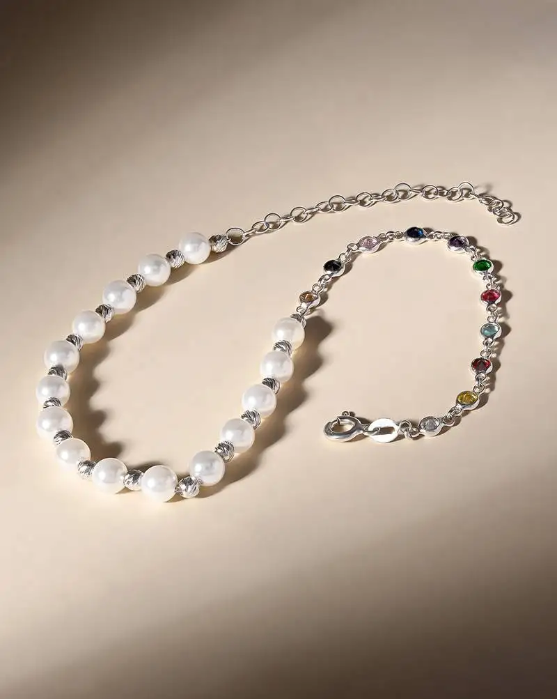 Touch925 harmony pearl & stone anklet