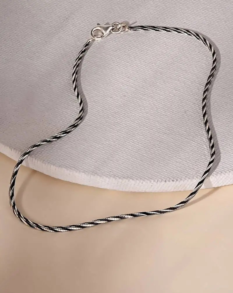 Touch925 twisted enamel silver anklet