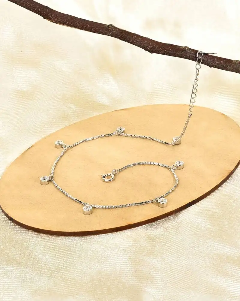 Touch925 stone trail charm anklet