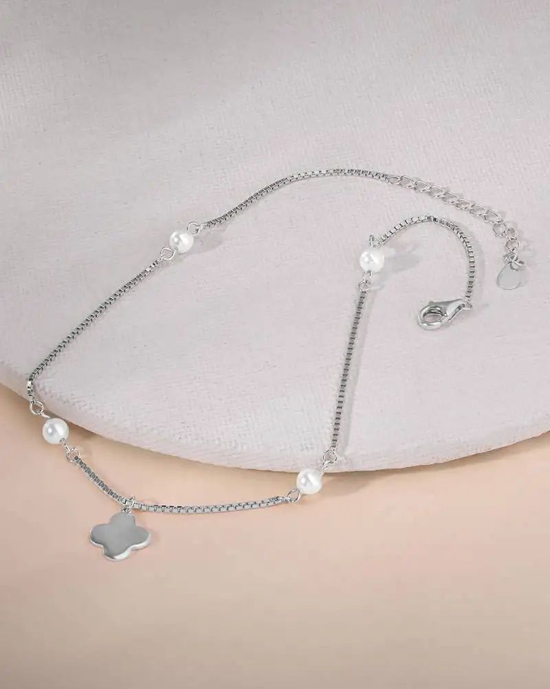 Touch925 pearl charm anklet