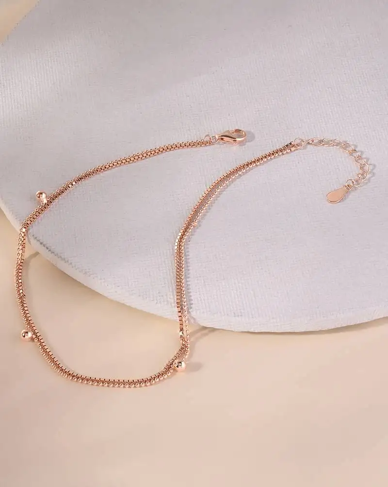 Touch925 minimalist round charm anklet