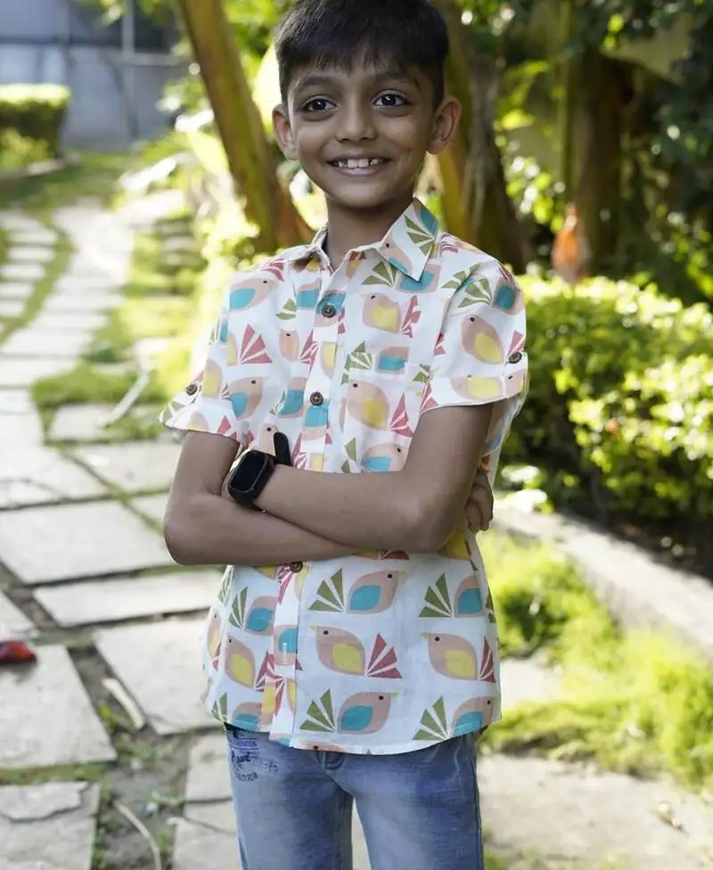 Multicolor cotton flower shirt shirt for boys